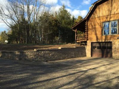 Defiance cabin retaining wall