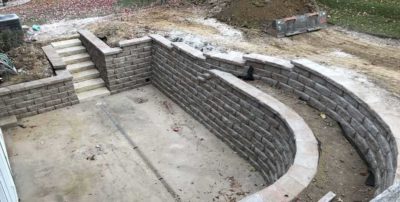 double retaining wall construction